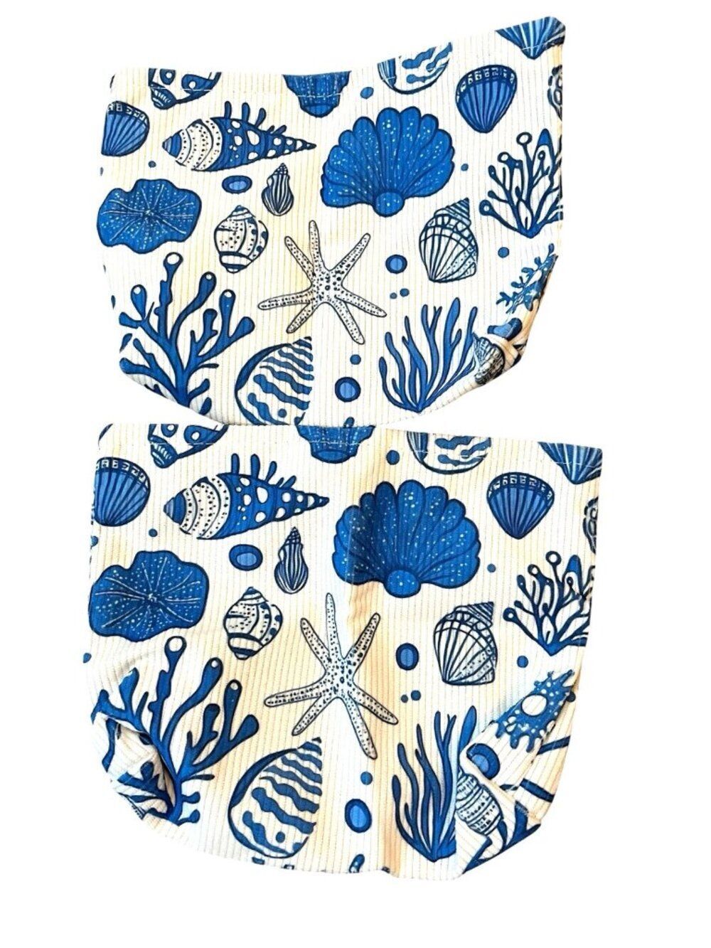 Set of 2 Cosmetic Travel Bag Pouch Zips Seashell Beach Pattern Corduroy New